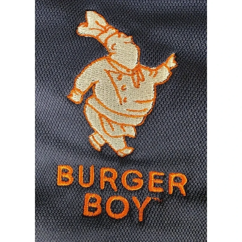 Burger Boy Employee Polo Shirt Worker Fast Food Mens Small Restaurant Navy